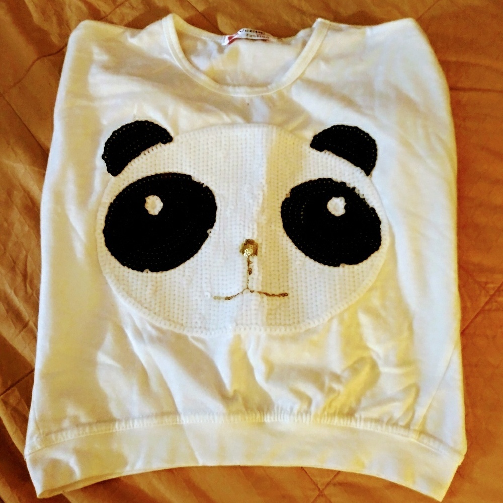 Toddler girl panda shirt.